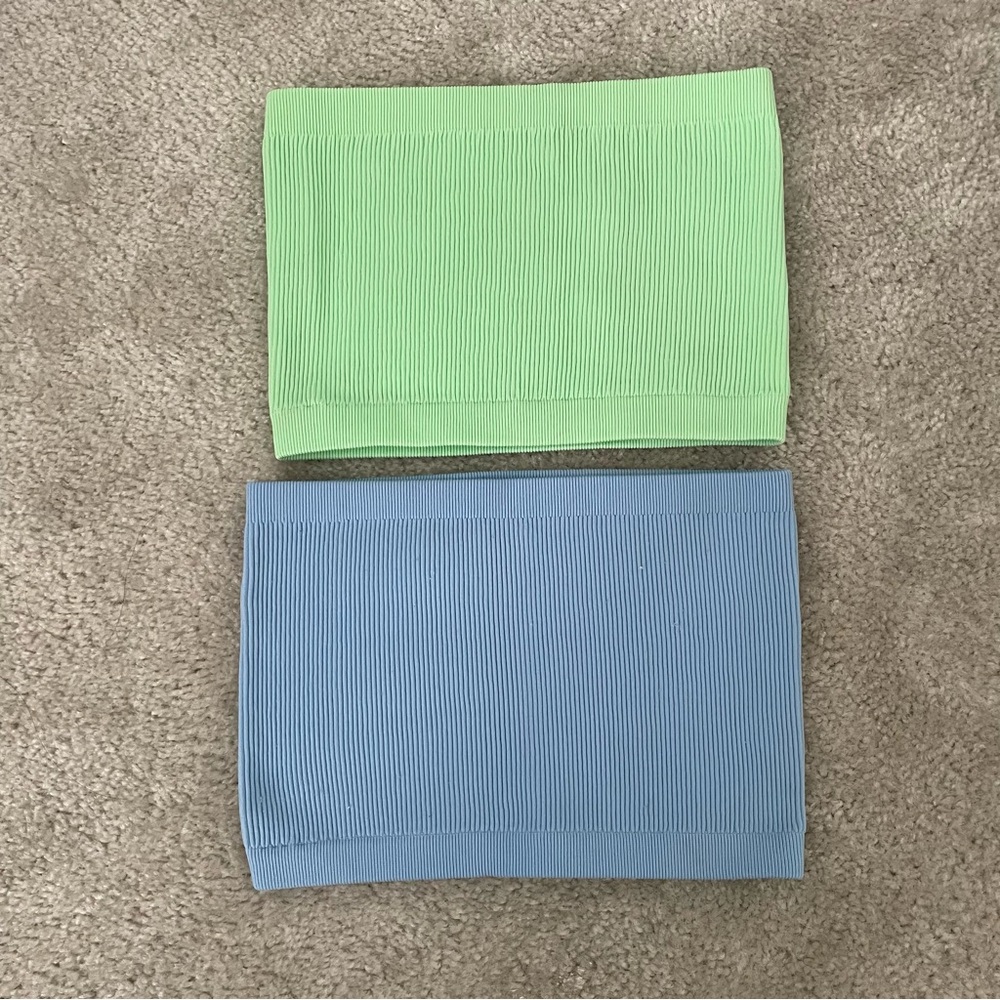 Green and Blue Ribbed Tube Tops